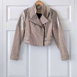 Dallin Chase Suede Leather Moto Jacket With Gold Trim Size Small